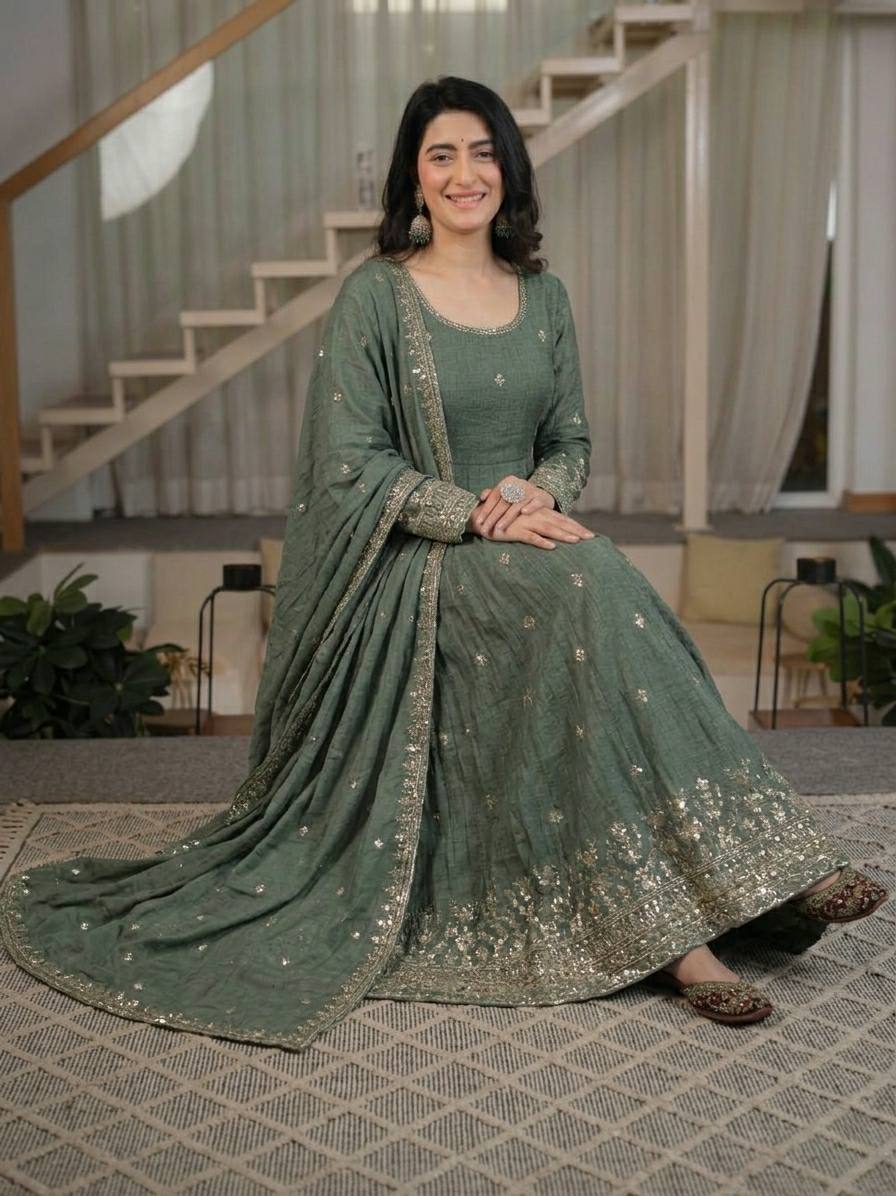 Deep Olive & Silver Heritage Couture